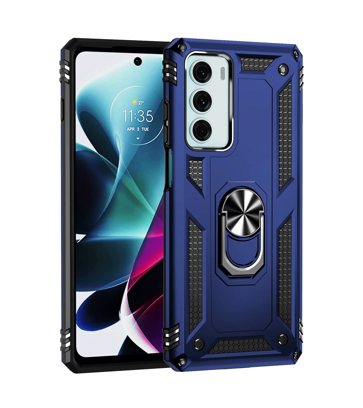 Protectores para celular  para Motorola  Moto G200 5G Funda reforzada con anillo v2 Azul